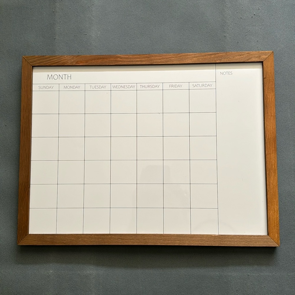 Erasable Monthly Calendar